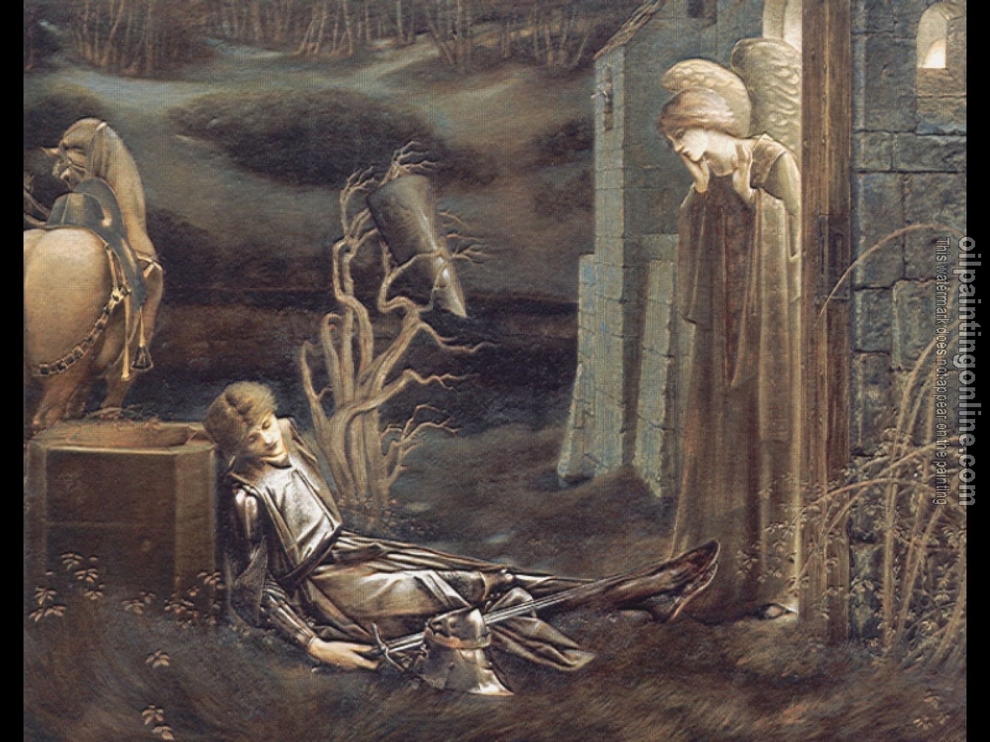 Burne-Jones, Sir Edward Coley - The Dream of Launcelot at the Chapel of the San Graal